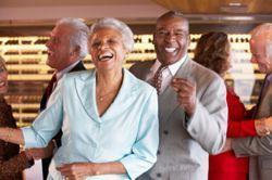 Mature dancing couple at an active adult community