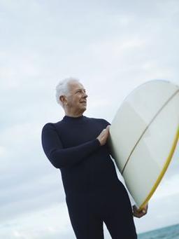 A senior surfing