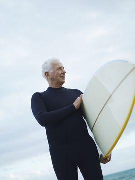 A senior surfing